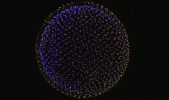 gala drone light show globe 0.2 seconds